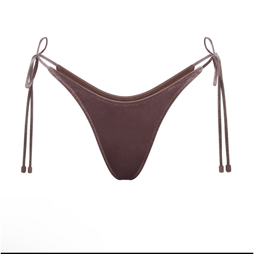 HTF SKIMS SWIM VELVET TIE BIKINI BOTTOMS UMBER S M - Picture 6 of 7